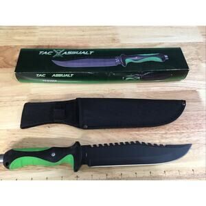 New Tac Assault Knife 13" Inch Overall Green/Black Tactical